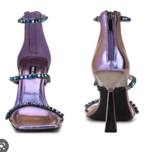 NINE WEST Vavoom size 6 purple iridescent metallic heels - Picture 2 of 4